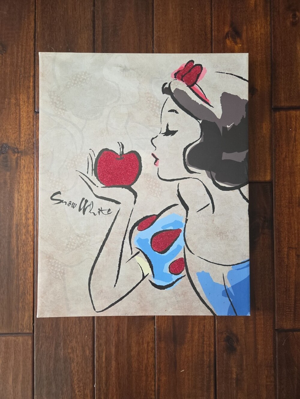 Disney Artissimo Princess Snow White Glitter Canvas Wall Art 16" X 20" - Picture 2 of 5